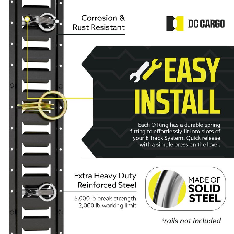 DC Cargo Mall Extra Heavy Duty Steel O-Ring (Pack of 10) 6000Lbs Break Strength - E Track Accessories Tie-Down Anchors for E-Track Tie-Down System - Image 3